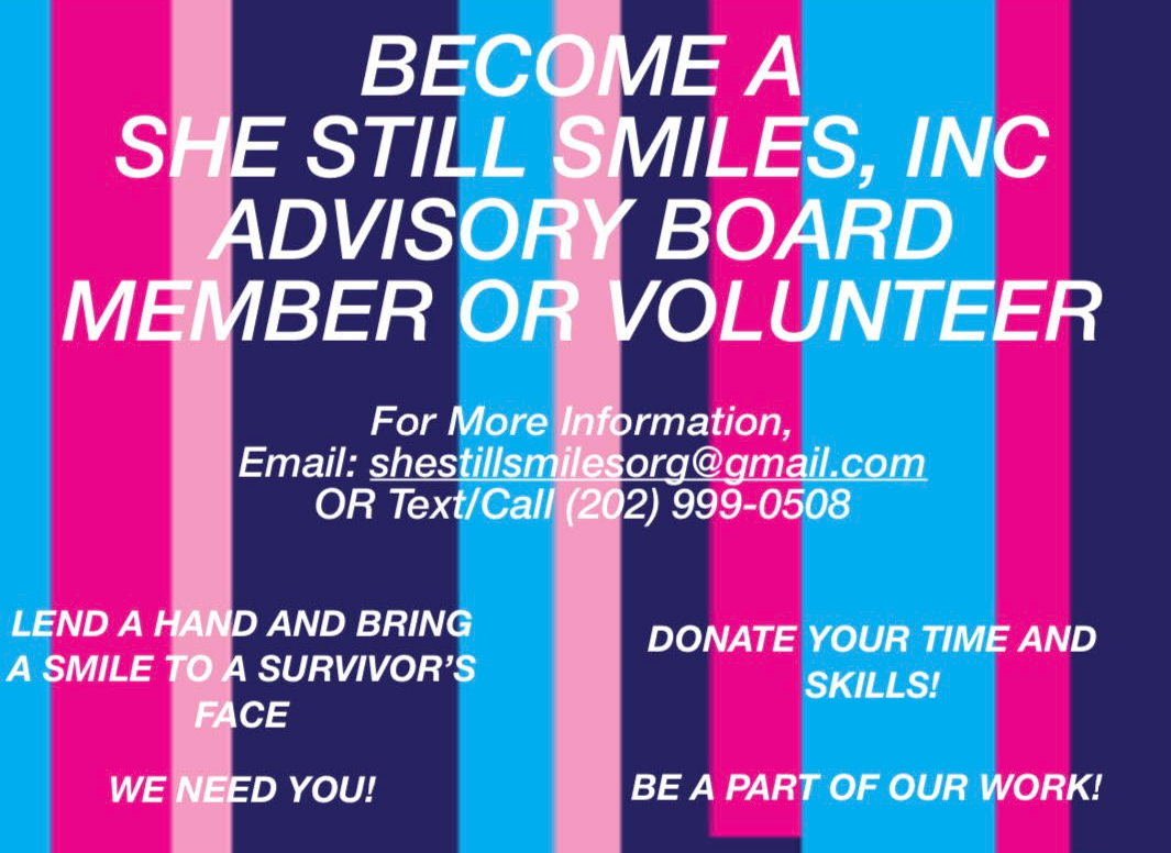Become A She Still Smiles Member or Volunteer